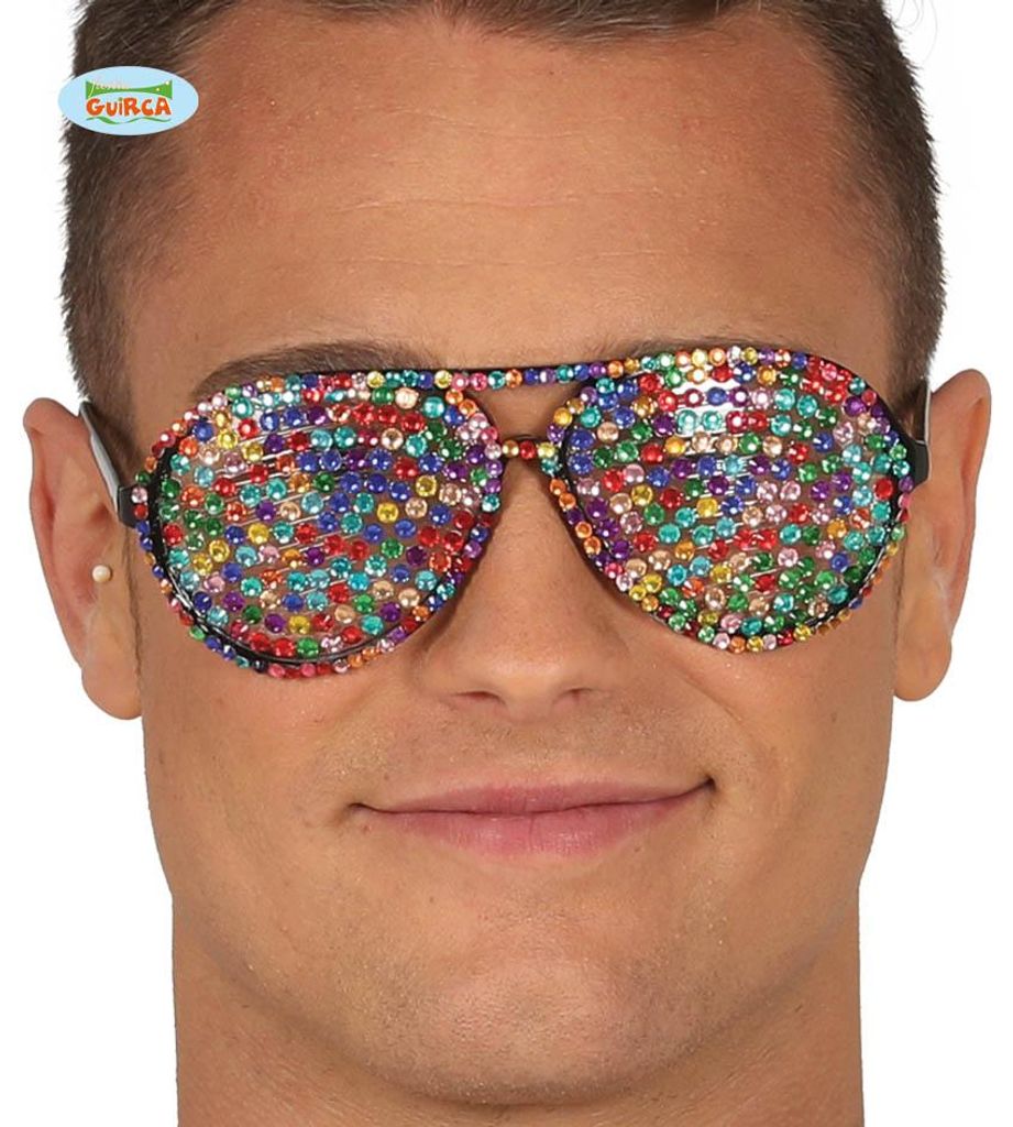 Bunte Strassstein Mosaik Partybrille Produktbild 