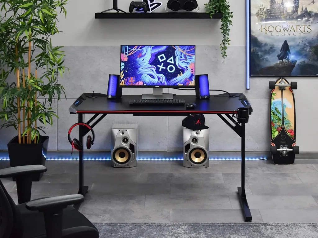 Table de jeu HARO idéale pour streaming et e-sport avec LED noires