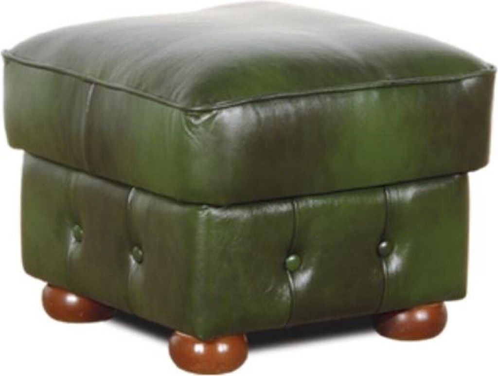 Casa Padrino Luxus Chesterfield Leder Hocker Grün / Braun 50 x 50 x H. 50 cm - Echtleder Fußhocker - Echtleder Würfelhocker - Chesterfield Wohnz...