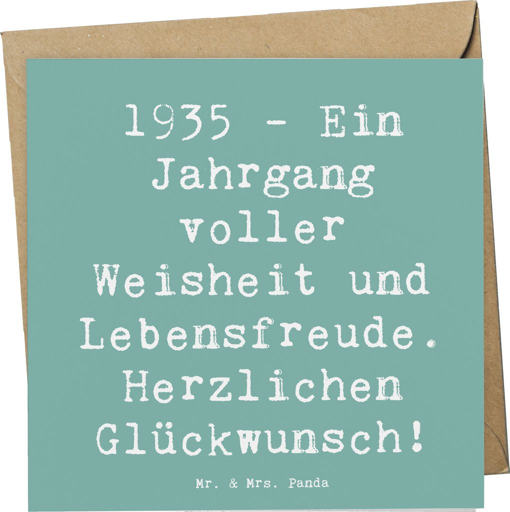 Mr. & Mrs. Panda Grußkarte Spruch 1935 Geburtstag - Meeresbrise - Geschenk, Glückwunsch, Nostalgie, Weisheit, Glückwunschkarte, doppelkarte, anl...