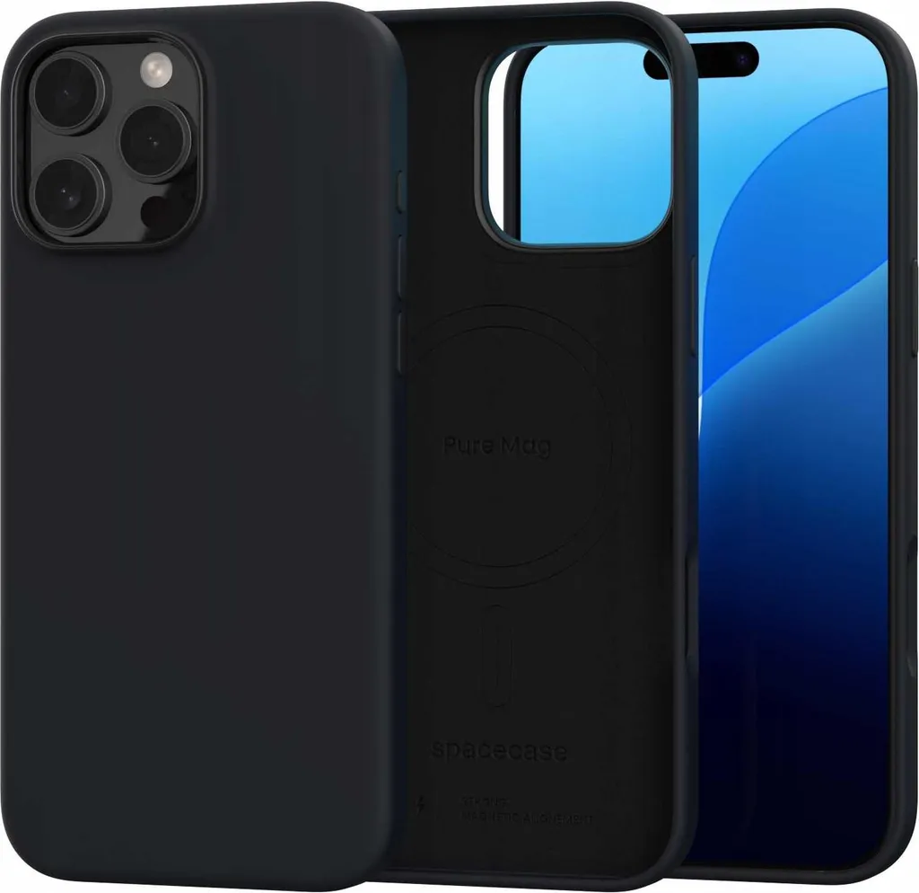 Coque iPhone 16 Pro Max Noir SPACECASE Pure Mag Silicone Anti-Choc - 2