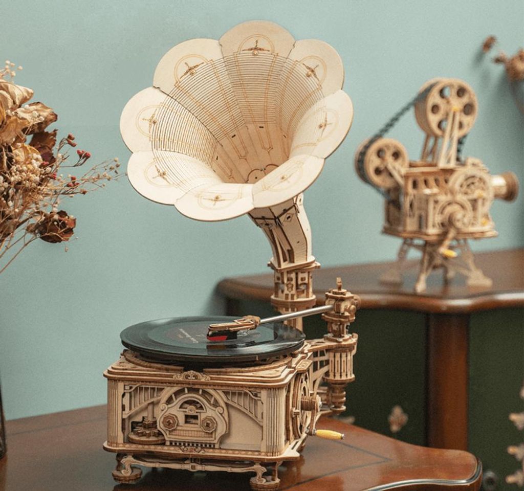 Gramophone 3D-Puzzle mit elektrischer und manueller Produktbild 