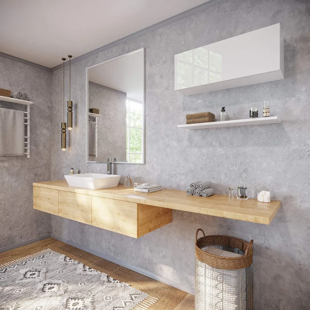 Arredo Bagno Pensile 80cm Bianco Lucido PLATAN | Valorizza la tua Casa
