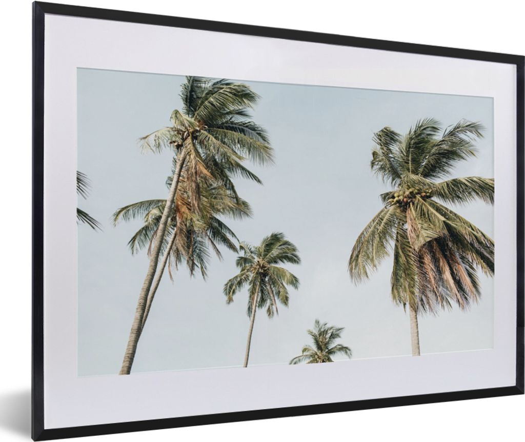 MuchoWow Gerahmtes Poster Palmen - Sommer - Tropisch 60x40 cm - Poster mit Schwarzem Bilderrahmen Wandposter Rahmen Foto Bilder - Schlafzimmer - ...