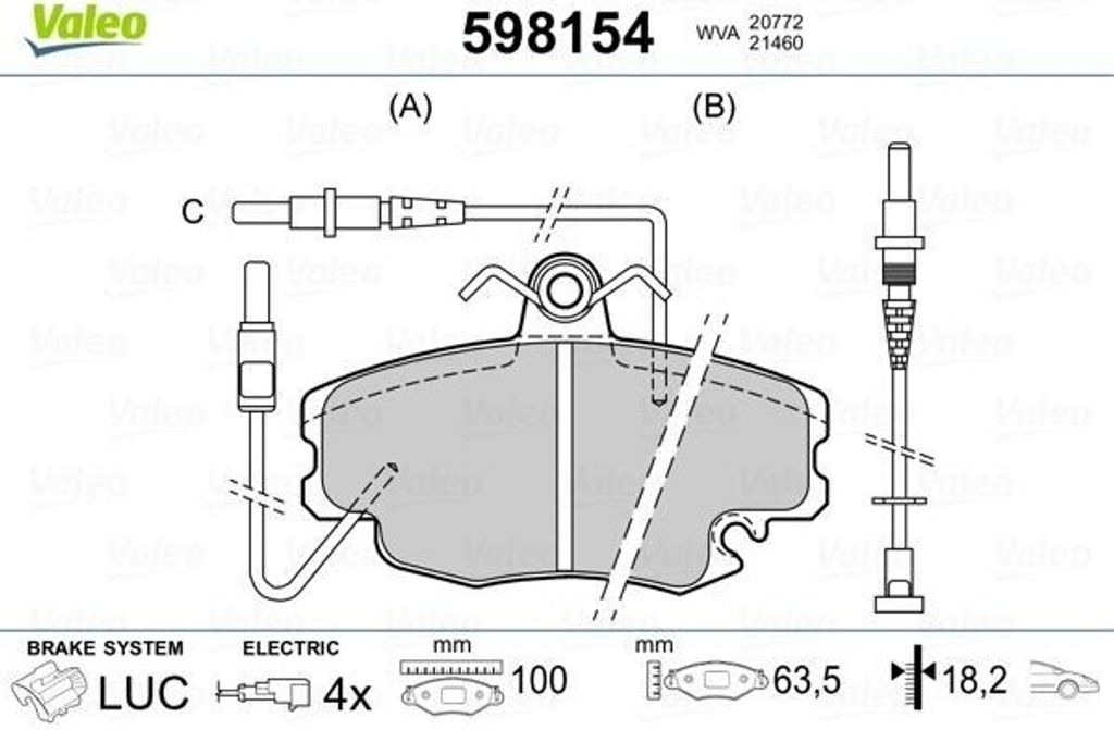VALEO Bremsbeläge Satz Vorne für CITROËN ZX (N2) 598154