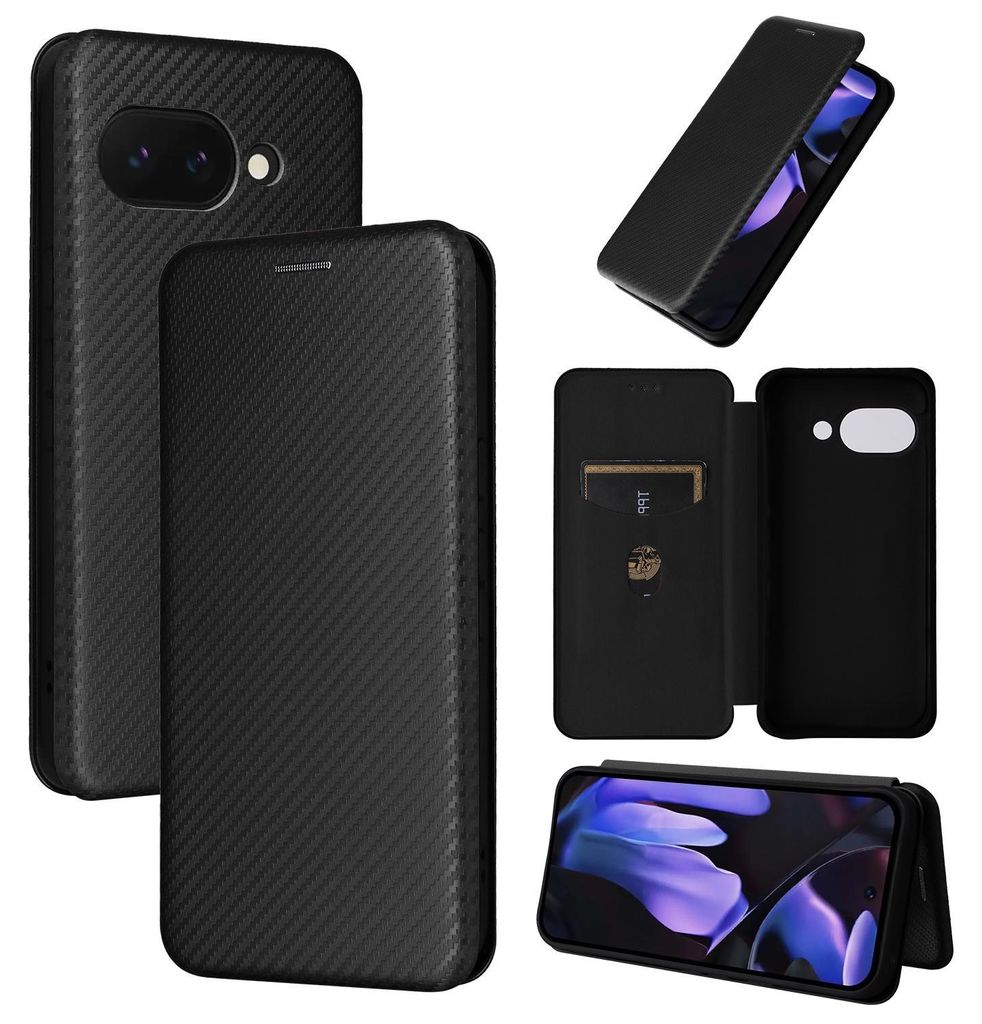 Für Google Pixel 9a Carbon Faser Textur Hybrid Flip Schutz Produktbild 