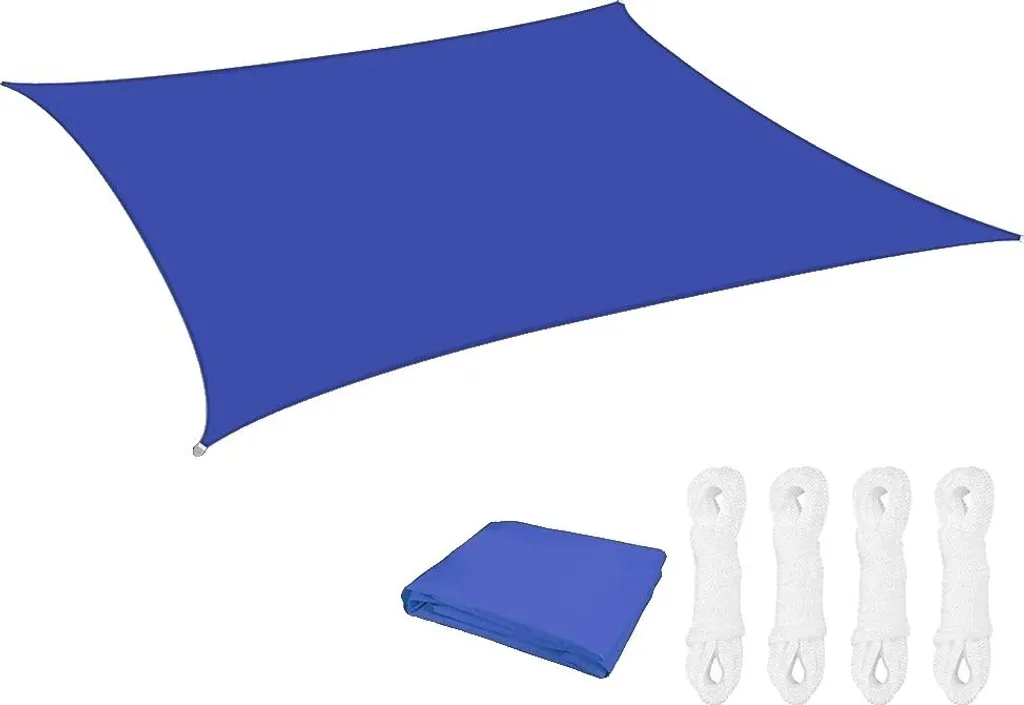 Voile d'ombrage rectangulaire 6x4m bleu roi imperméable et anti-UV