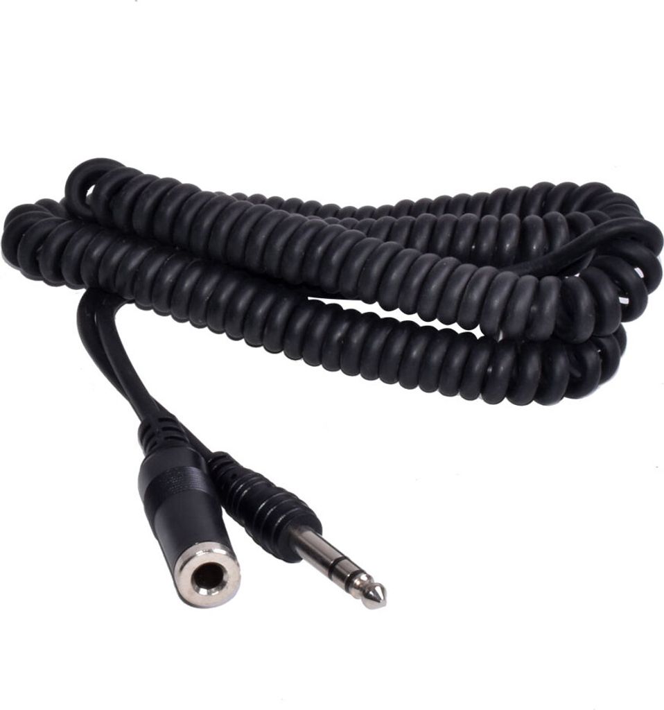 S/CONN maximum connectivity Klinken Kabel Verlängerung-Klinkenstecker auf Klinkenkupplung 3-pol., 6,3mm, Spiralkabel, 5,0m (30305)