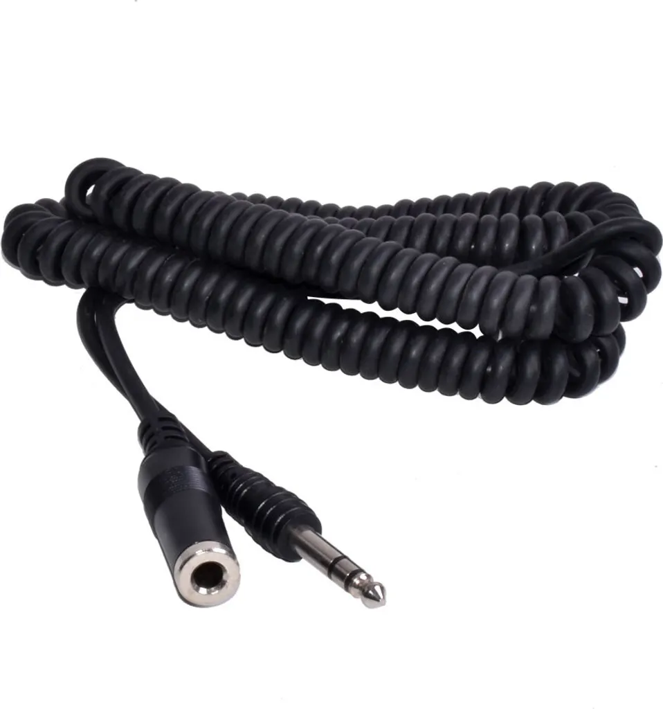 Câble Jack 6,3mm Rallonge Mâle Femelle 3 Pôles S/CONN 5,0m Spiralé 30305