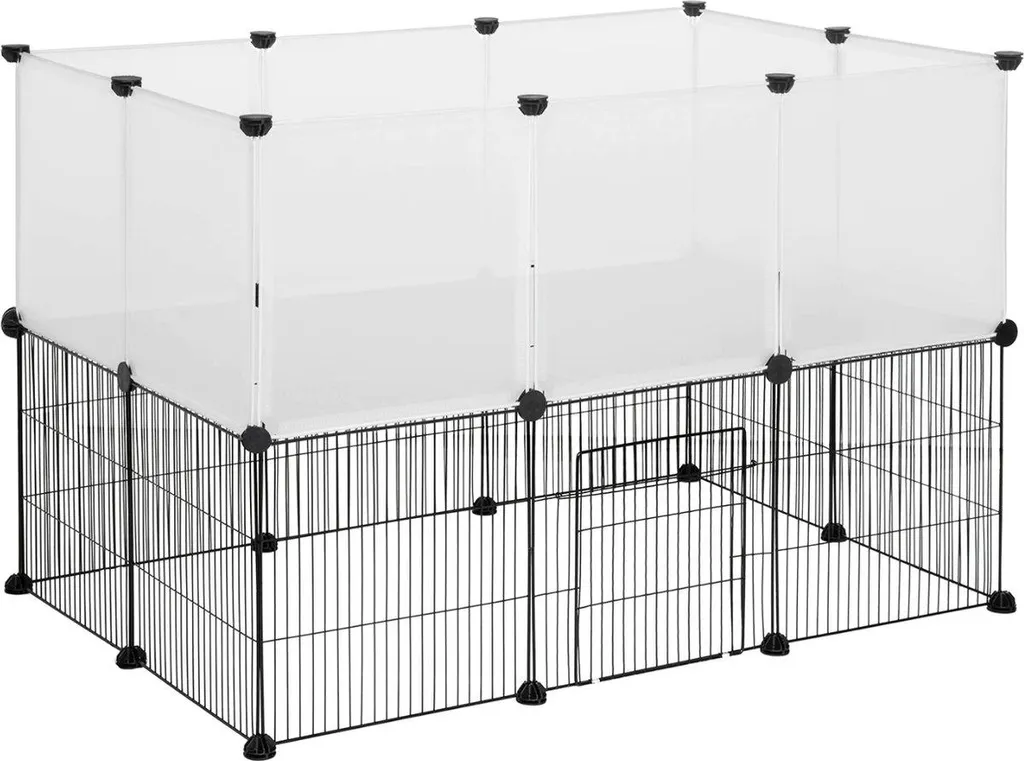 Happyment Dida Enclos Animaux Extra Haut 107x72x72cm Gris pour Lapins