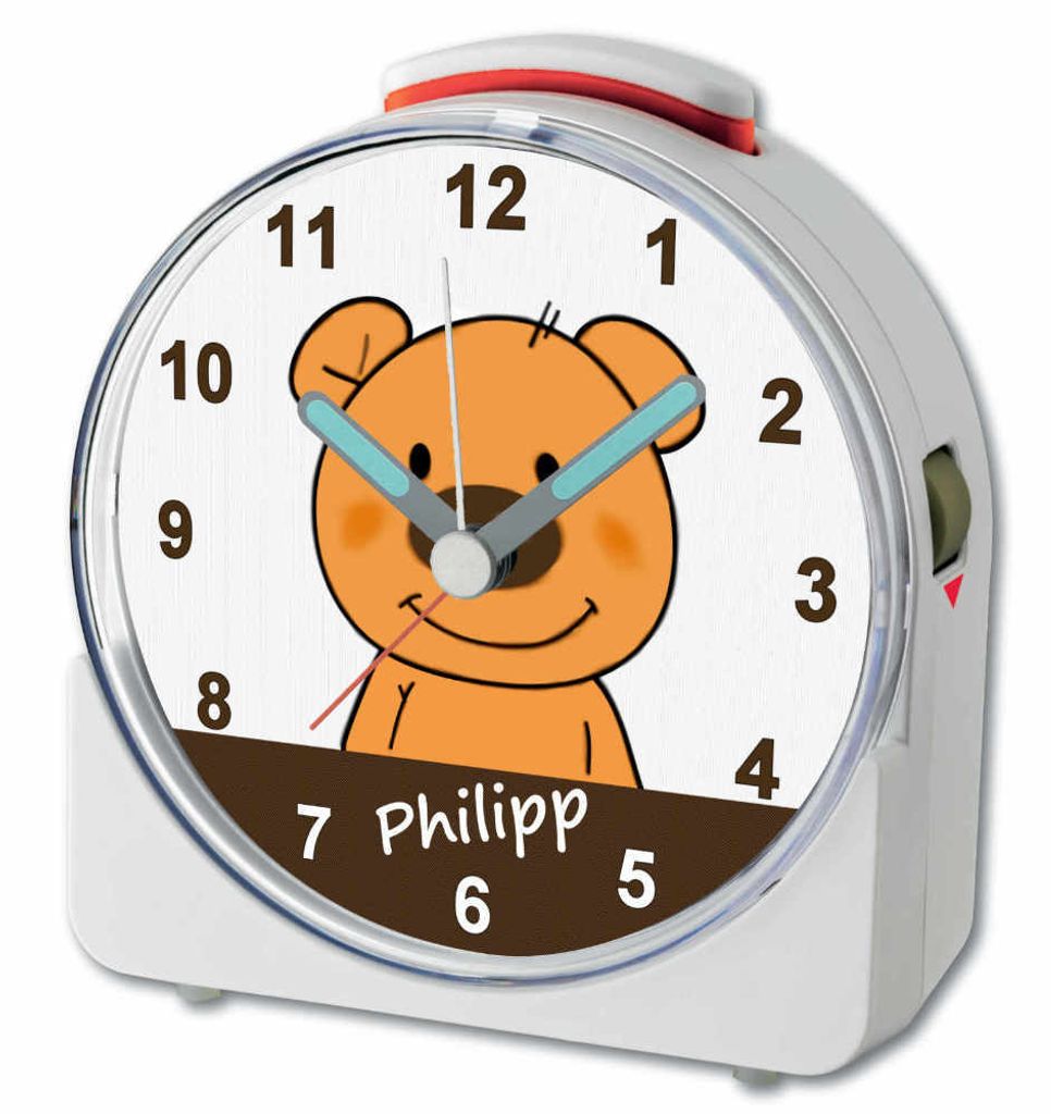 Kinder Wecker Motiv Teddy Bär Kinderwecker weiß