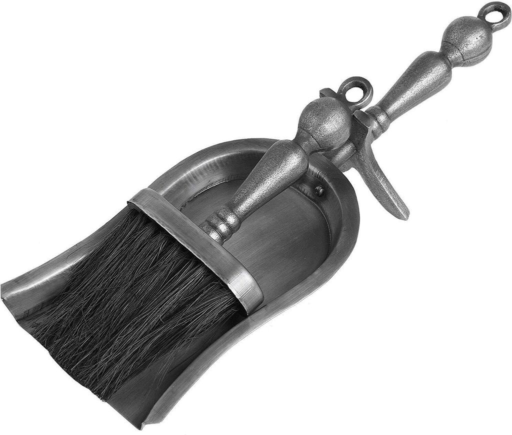 A fireplace brush and dustpan set.