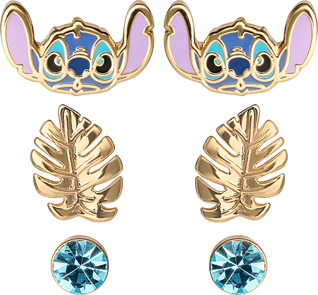 Set de boucles d'oreilles Stitch anti-allergie : 3 modèles Disney
