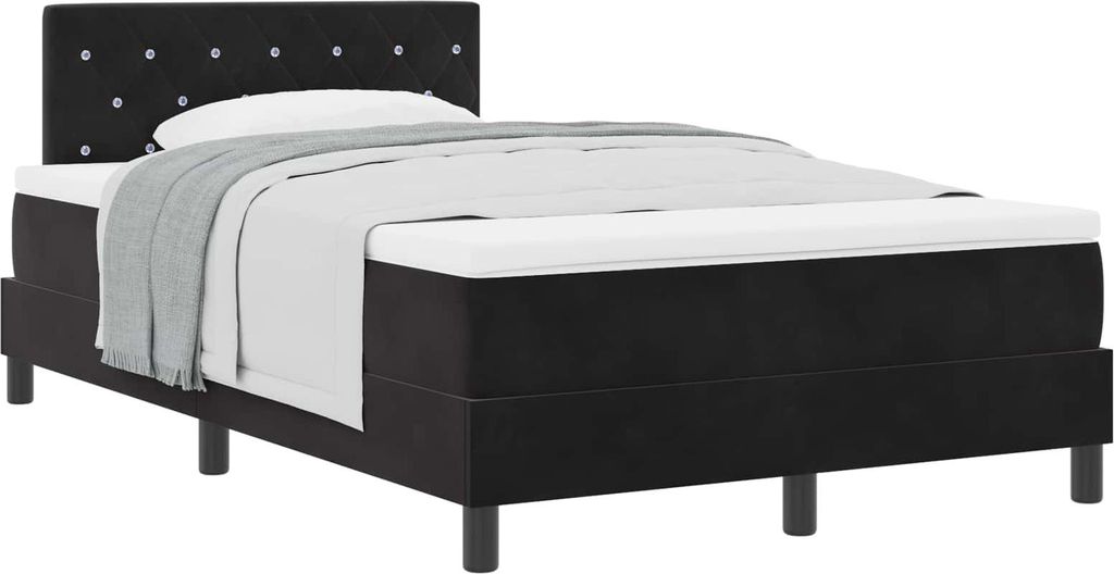 Boxspringbett mit Matratze Schwarz 120 x 190 cm Samt