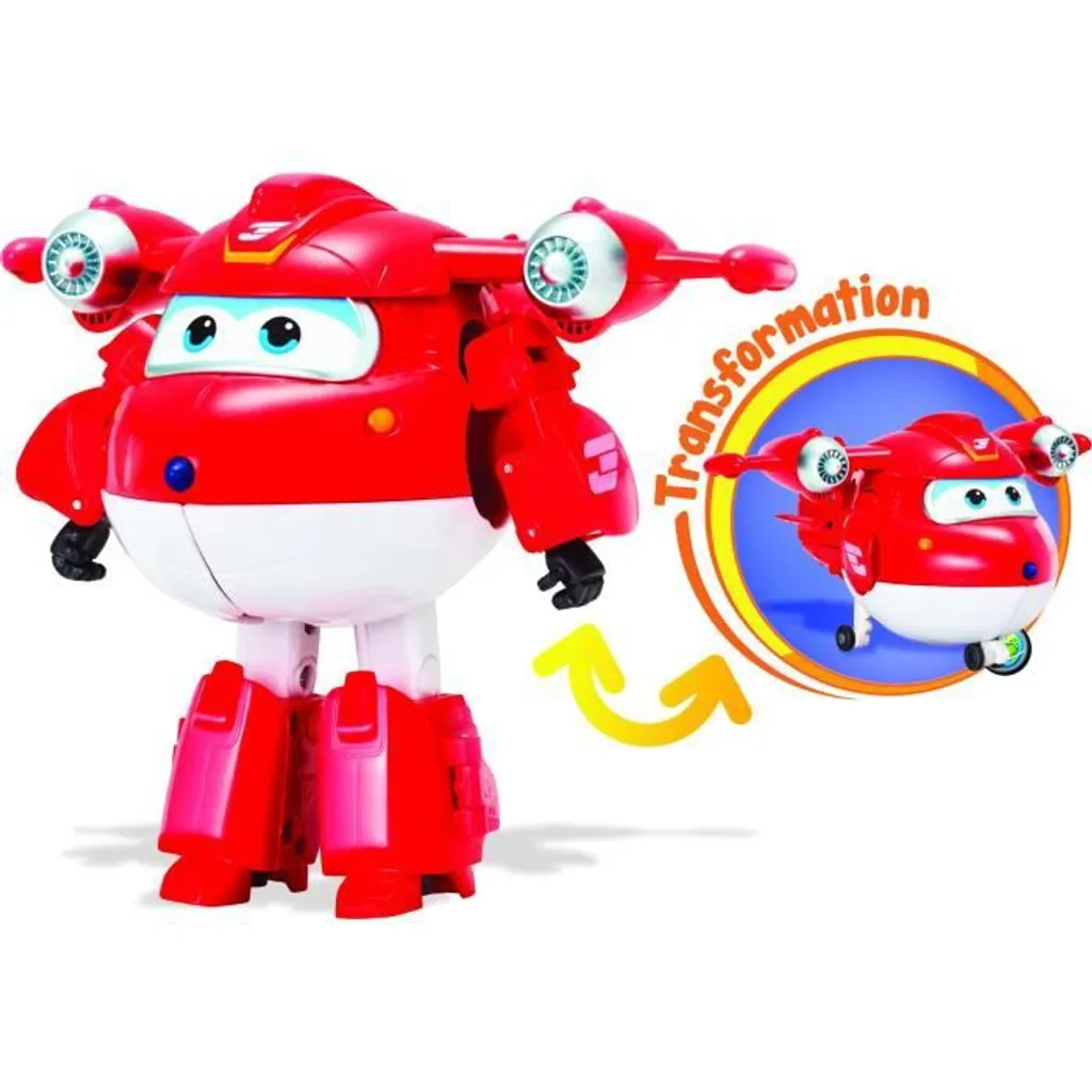 Jouet Durable Jett Super Wings 12 cm : Robot Transformable Sans Pile