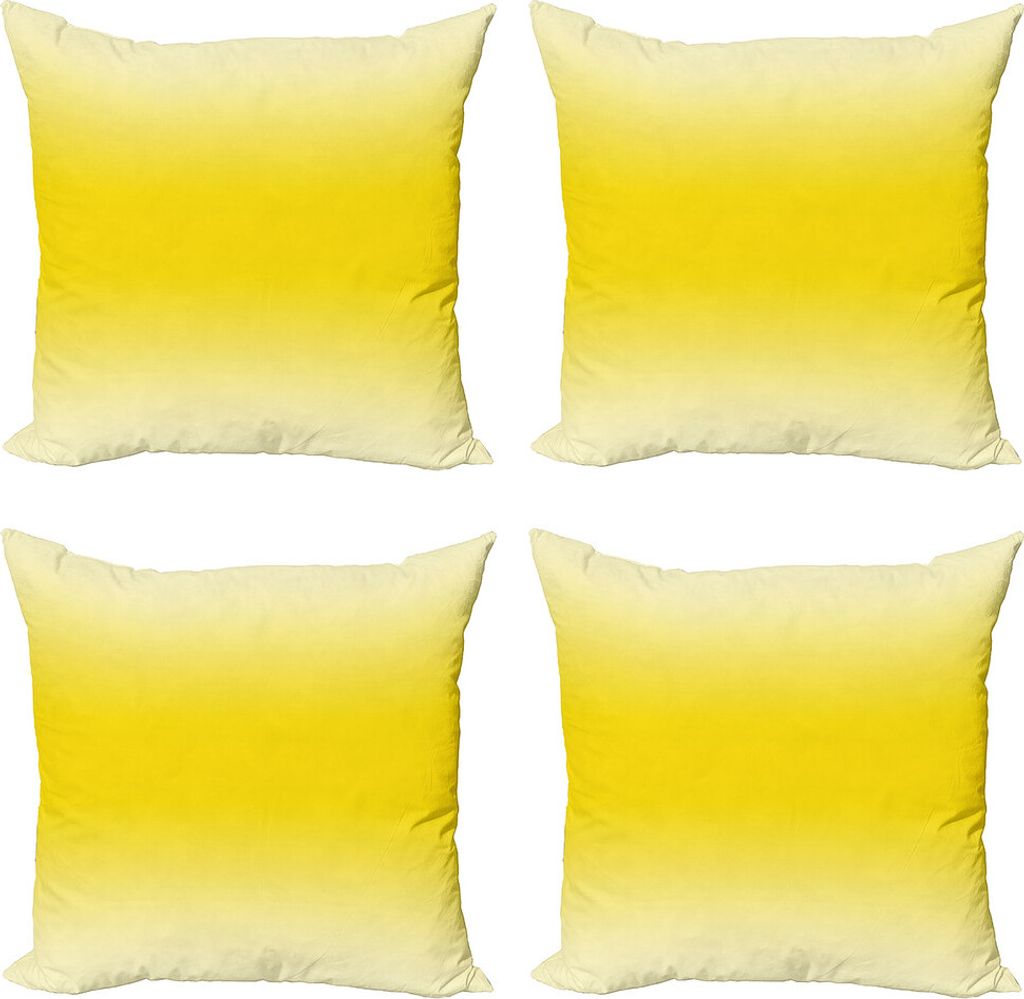 ABAKUHAUS Ombre Kissenbezug Set (4 Stück), Sunny Sommer-Themen-Kunst, Moderner Doppelseitiger Digitaldruck, 60 cm x 60 cm, Gelb
