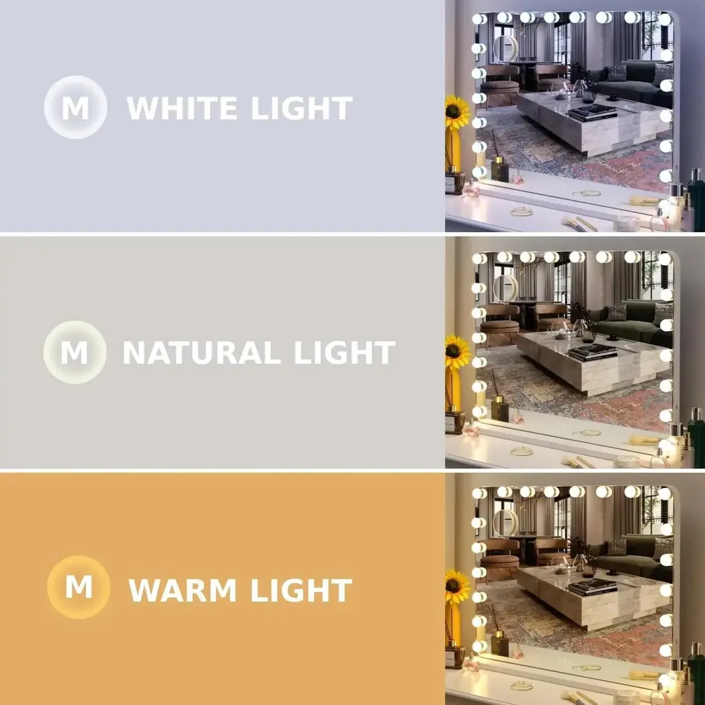 Miroir Hollywood LED 80x60 cm - Solution Éclairage Parfait Teint Net - 3