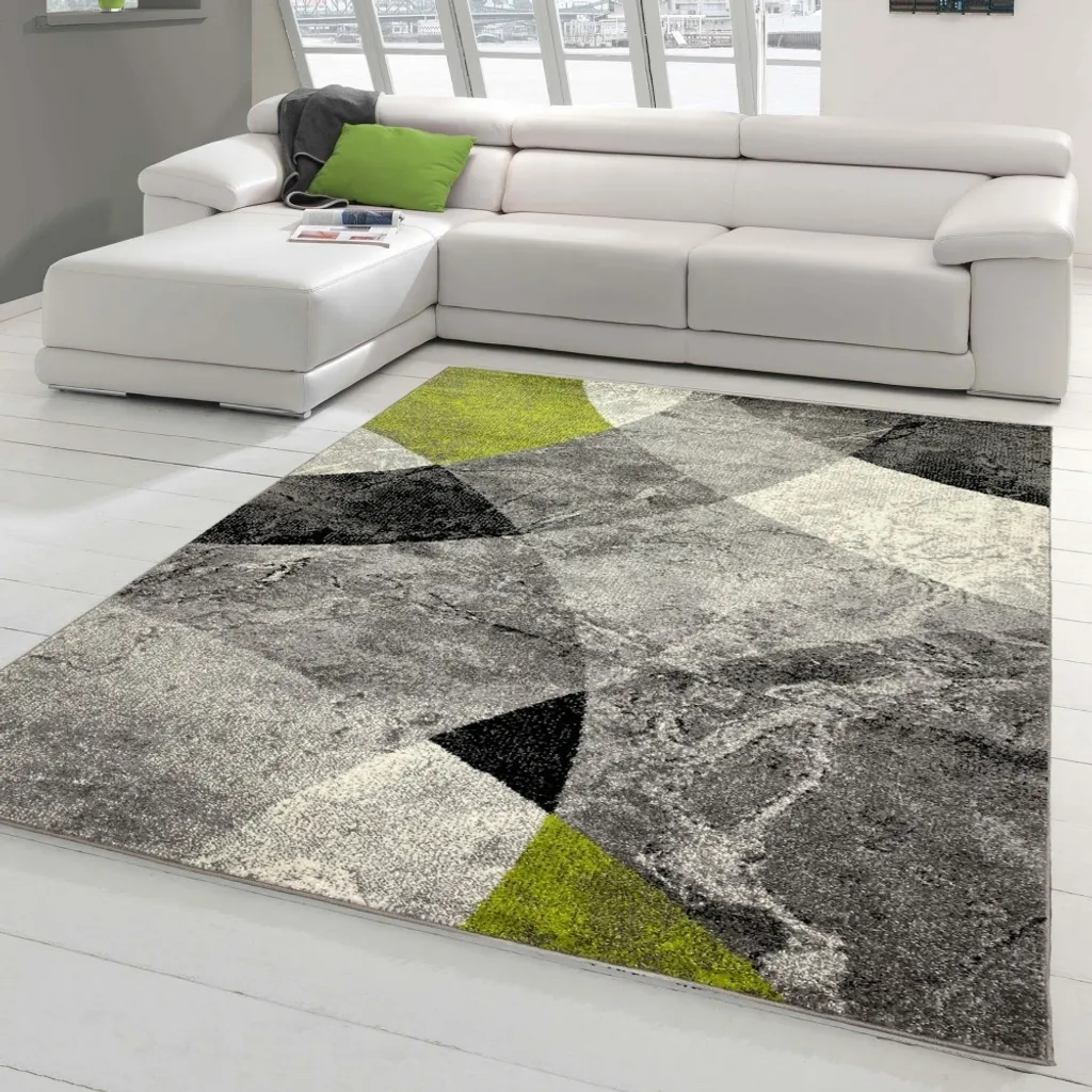 Tapis de salon résistant et design 240x340 cm, motif abstrait anti-tache