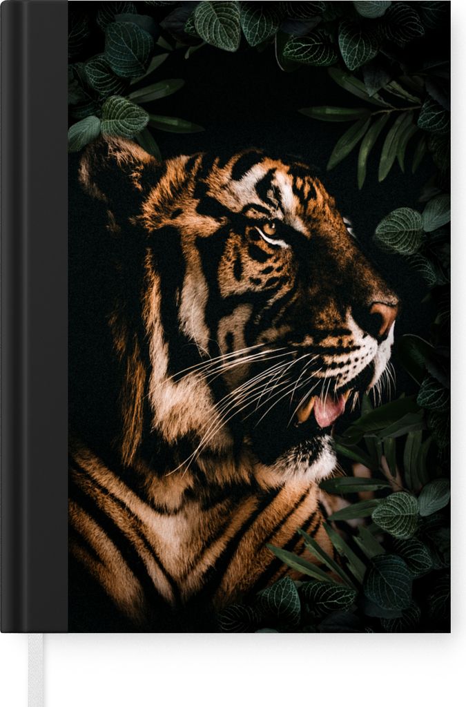 MuchoWow Notizbuch Tagebuch Haushaltsbuch Notebook A5 Tiger - Brüllen - Pflanzen - Notizblock - Notizheft - Notebook - Schreibblock - Papier