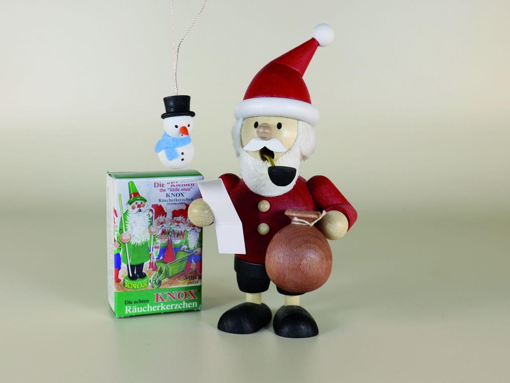 Geschenkset Mini-Räuchermann "Weihnachtsmann" + 1 Baumbehang + 1 Pack Mini-Räucherkerzen BxH 7,5x13cm NEU