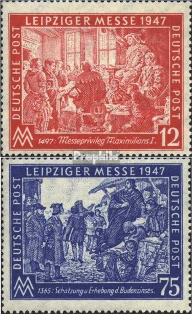 Briefmarken Alliierte Bes.-Gem.Ausg. 1947 Mi 965-966 (kompl.Ausg.) postfrisch Leipziger Messe