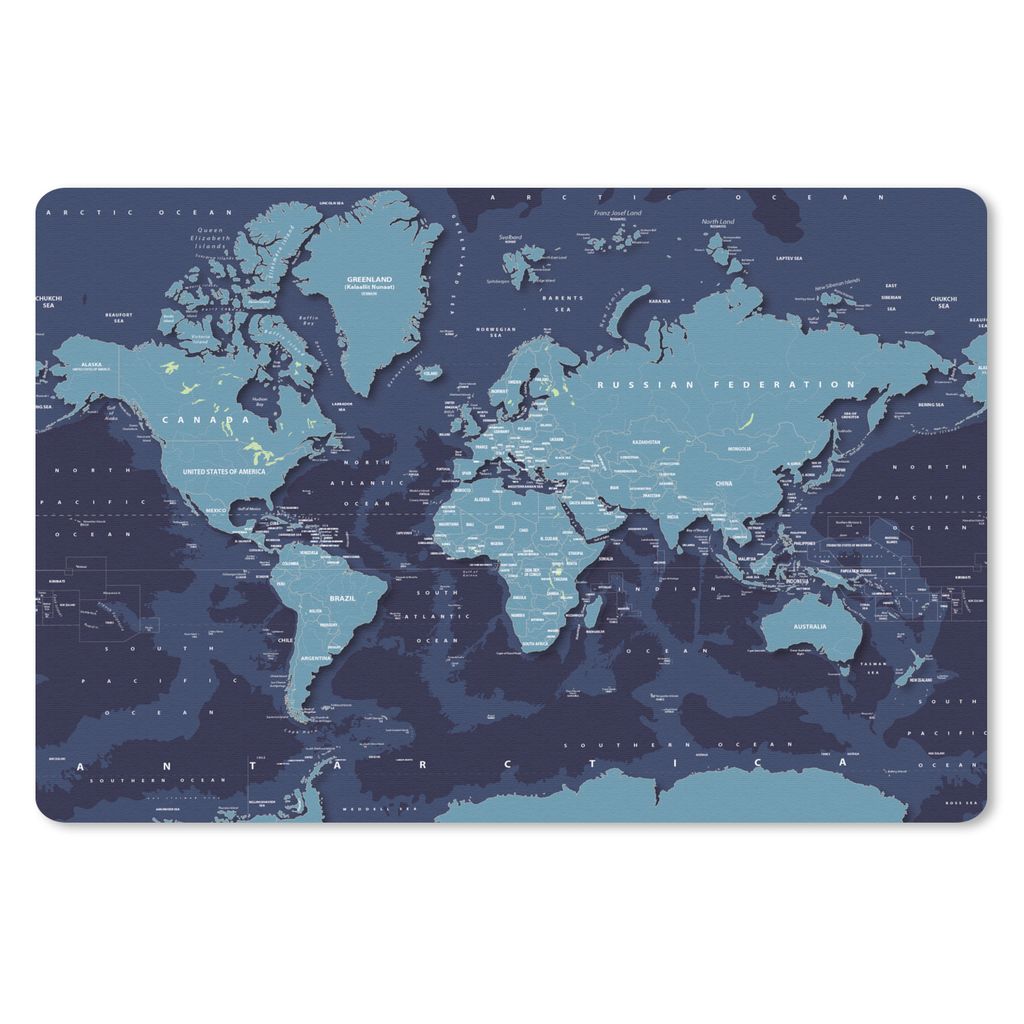 MuchoWow Mauspad Mousepad Weltkarte - Abstrakt - Blau 27x18 cm - Mousepads - Maus Mat - Pad - Mausunterlage - Büroartikel - Desk Matten