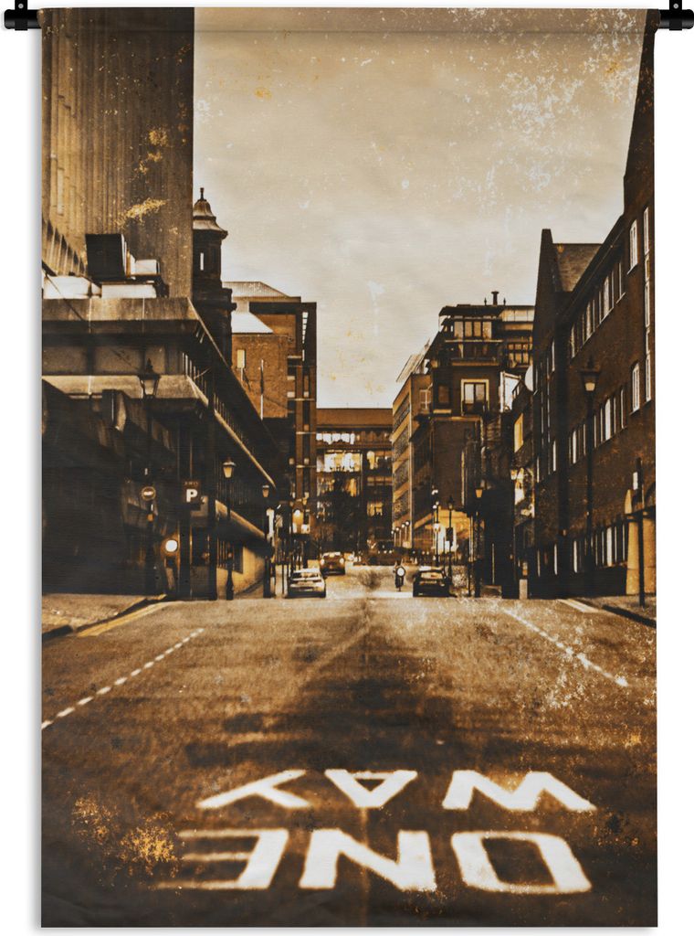 MuchoWow Wandteppich Wandbehang Straßen - Gold - Stadt 90x135 cm Tapisserie Dekoration Wandtuch - Baumwolle - Wandskulptur