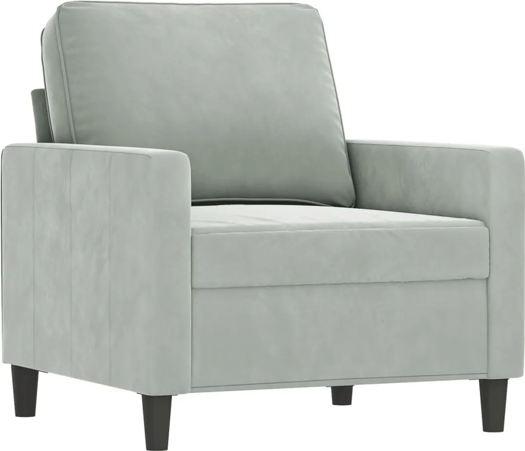 Poltrona Velvet Grigio Chiaro 60cm vidaXL | Arredo Moderno Loft