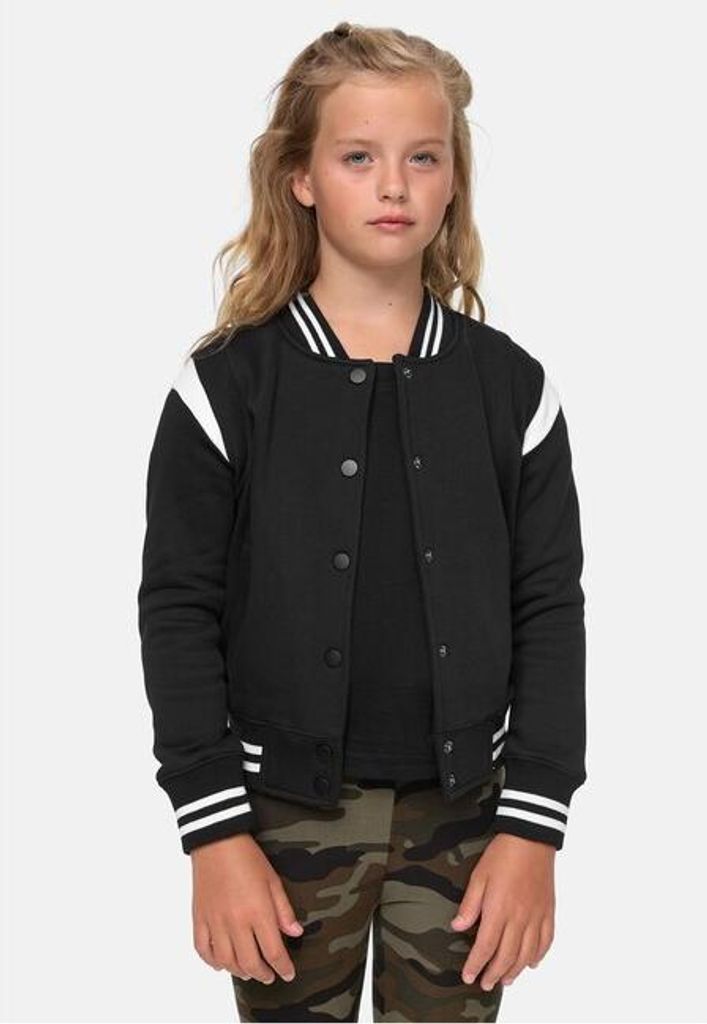 UCK2618 - Girls Inset College Sweat Jacket black/white 158/164