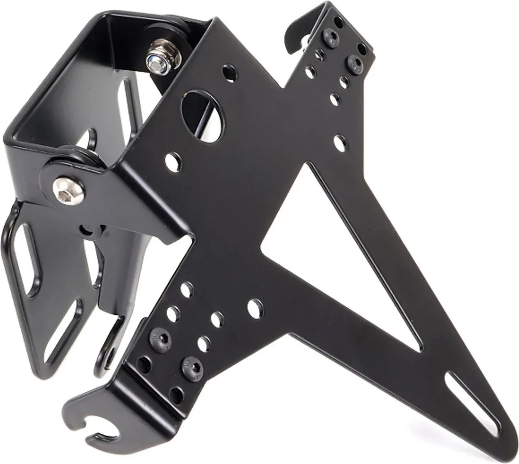 Support de plaque réglable en alu noir satiné pour moto et scooter
