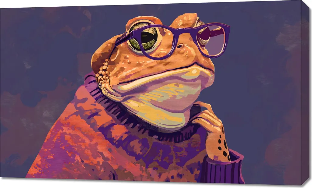 Tableau Grenouille Hipster Froschstück 100x60 cm Couleurs Intenses