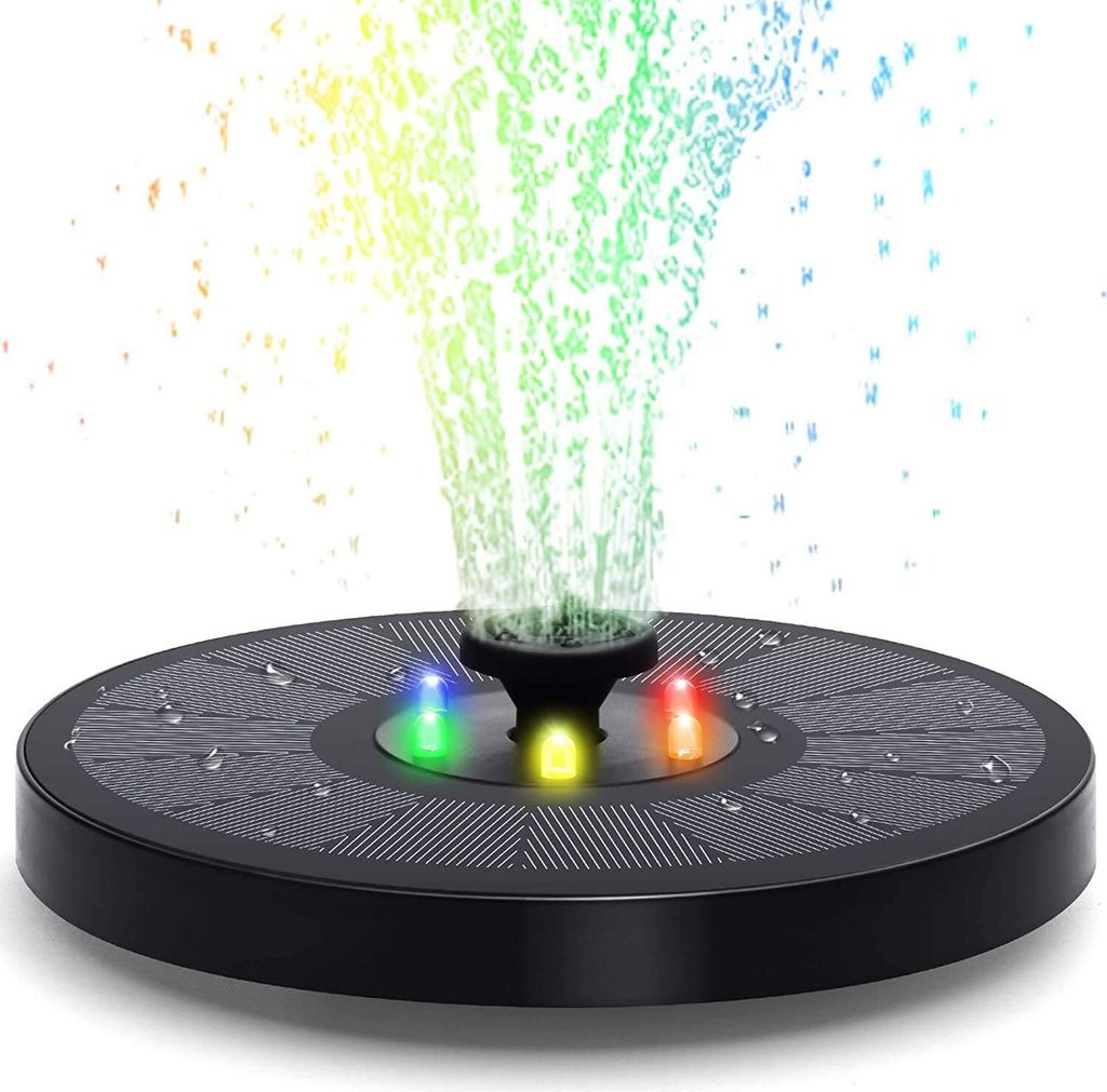 3W Solar Springbrunnen mit LED 7 Effekte 2000mAh Akku Solar Teichpumpe Solarpumpe Wasserspiel Springbrunnen Fontäne Pumpe für Teich Fischteich Vo...