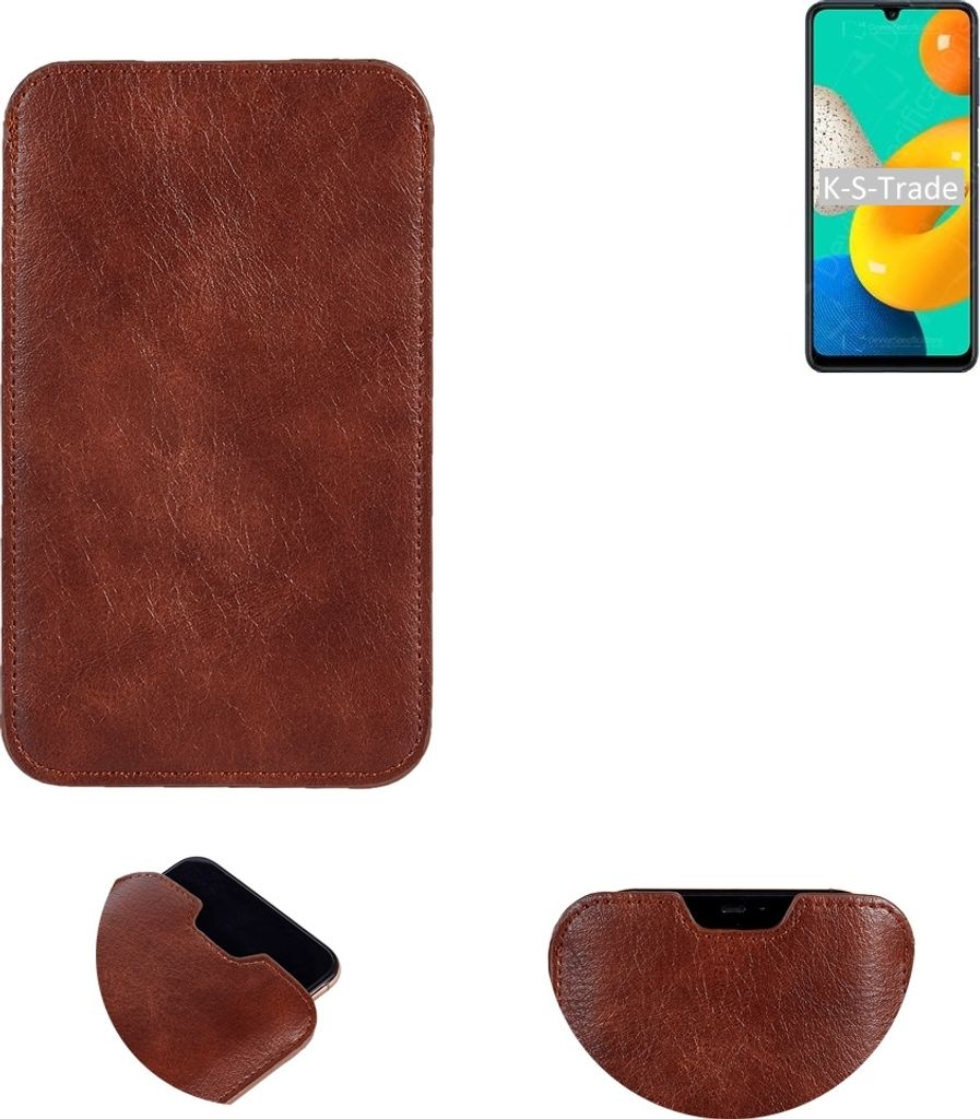 K-S-Trade Schutzhülle Handyhülle kompatibel mit Samsung Galaxy M32 Handytasche Kunstleder Sleeve in braun