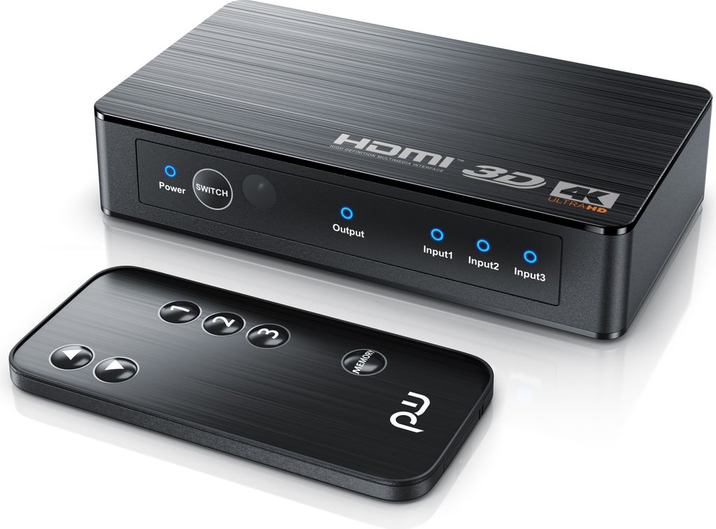 Primewire HDMI 2.0b Verteiler 4k 60Hz UHD, 3 Port, Fernbedienung, Netzteil