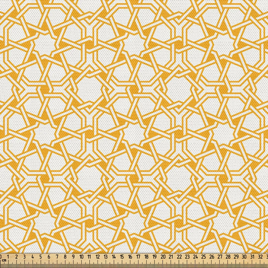 Tissu au mètre pour Décoration 3m Motif Marocain Géométrique Jaune Terre