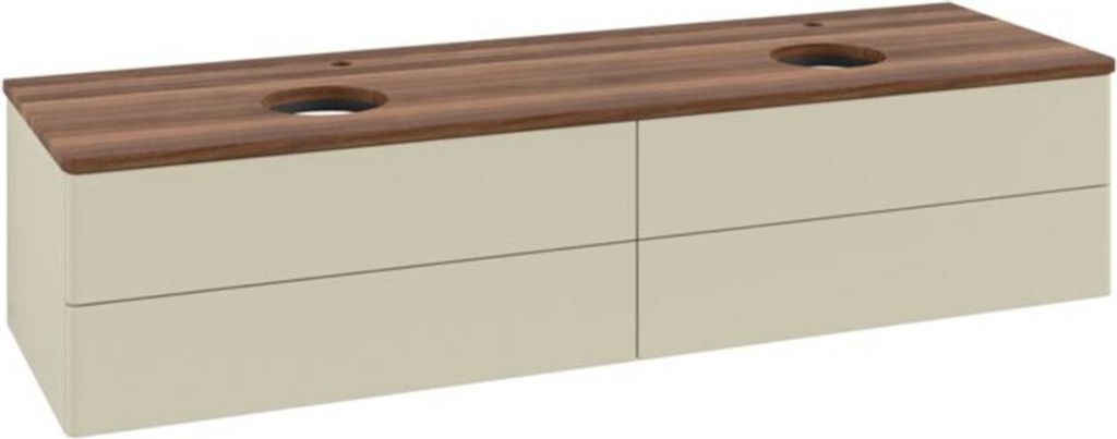 V&B Waschtischunterschrank ohne Frontstruktur, mit Beleuchtung Antao 160x50cm, HL, WBP w. wal, si Gr m Lac