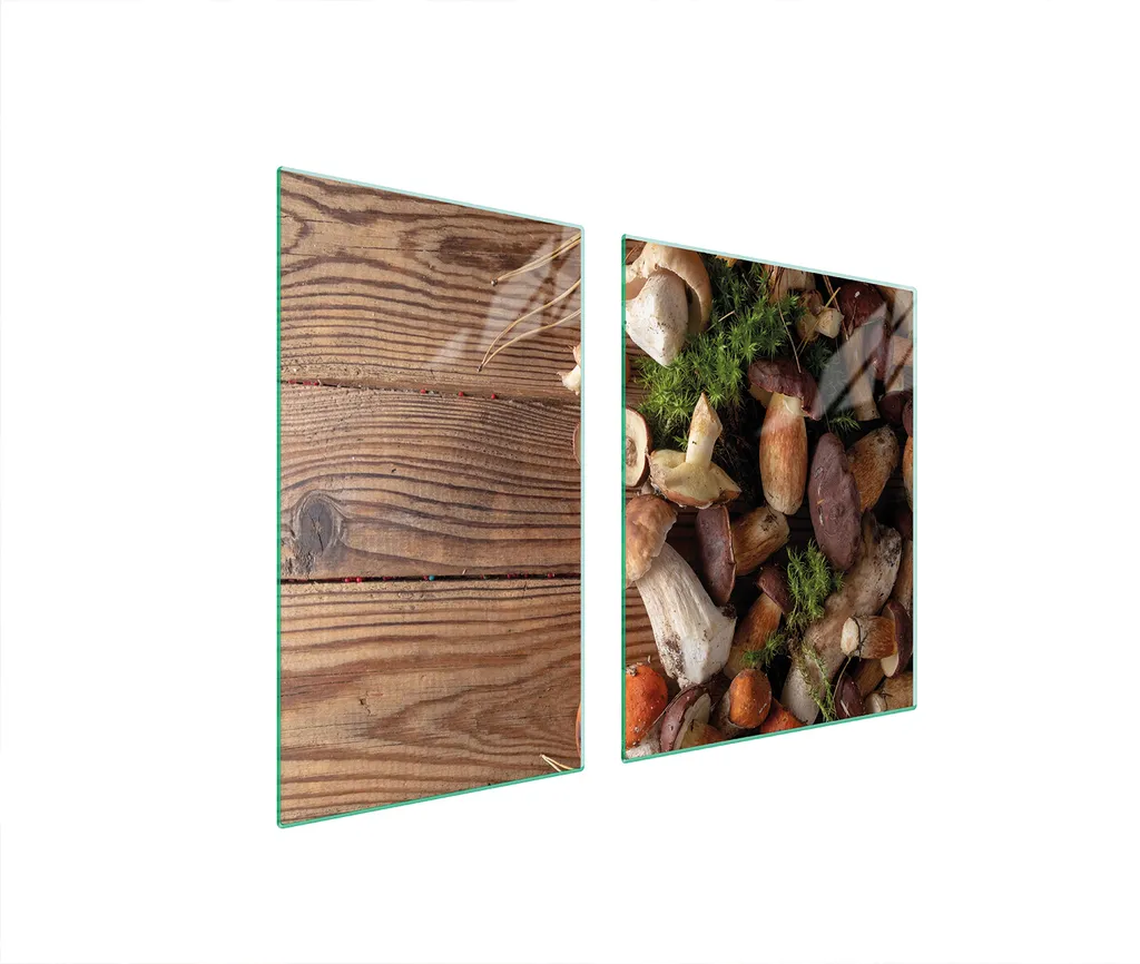Coprifornelli Vetro 100x52 Vintage Funghi - Tagliere Copri Piano Cucina
