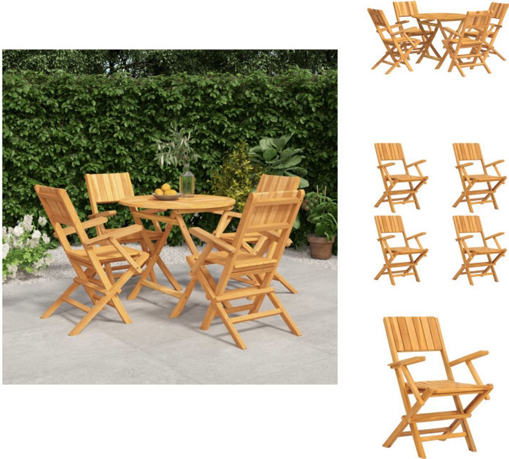 vidaXL 5-tlg. Garten-Essgruppe Massivholz Teak - Gartenmöbel-Sets