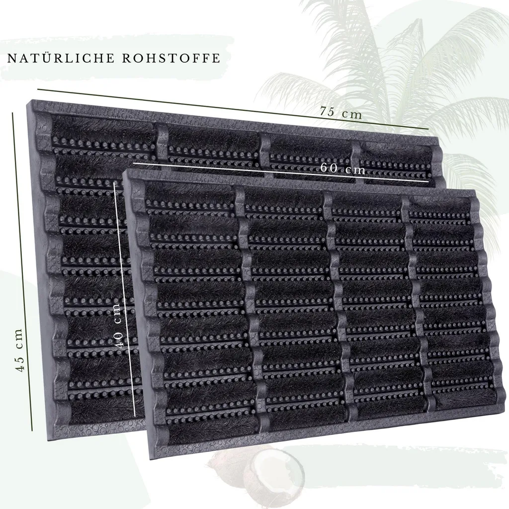 Hanse Home Mix Mats - Tapis d'entrée en fibre de coco et caoutchouc noir - 3