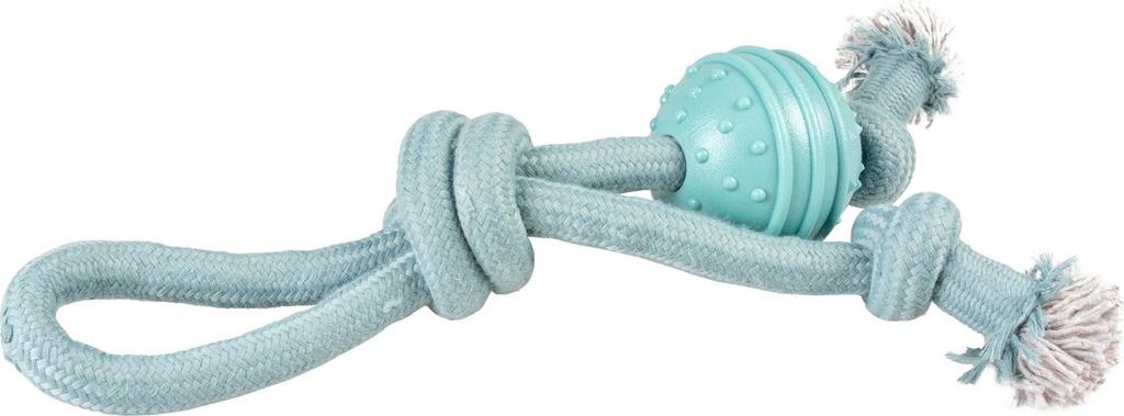 Duvo+ Hundespielzeug Seilschlaufe mit Knoten & Gummiball blau