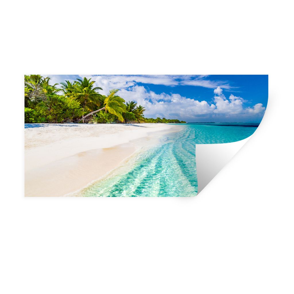 MuchoWow Wandtattoo Wandsticker Wandaufkleber Palme - Meer - Tropisch 80x40 cm Selbstklebend und Repositionierbar - Aufkleber