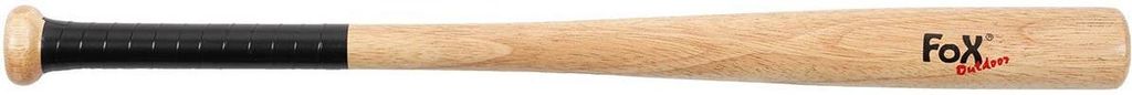 A wooden baseball bat with a black grip is shown against a white background.