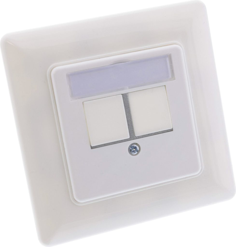 InLine Rahmenset für 2x RJ45 Bu/LSA Einsatz 90°, Keystone SNAP-In, weiß RAL