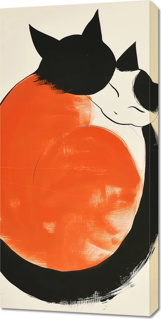 Quadro 50x100 cm Yin e Yang dei Gatti - Arte Zen per Casa Moderna