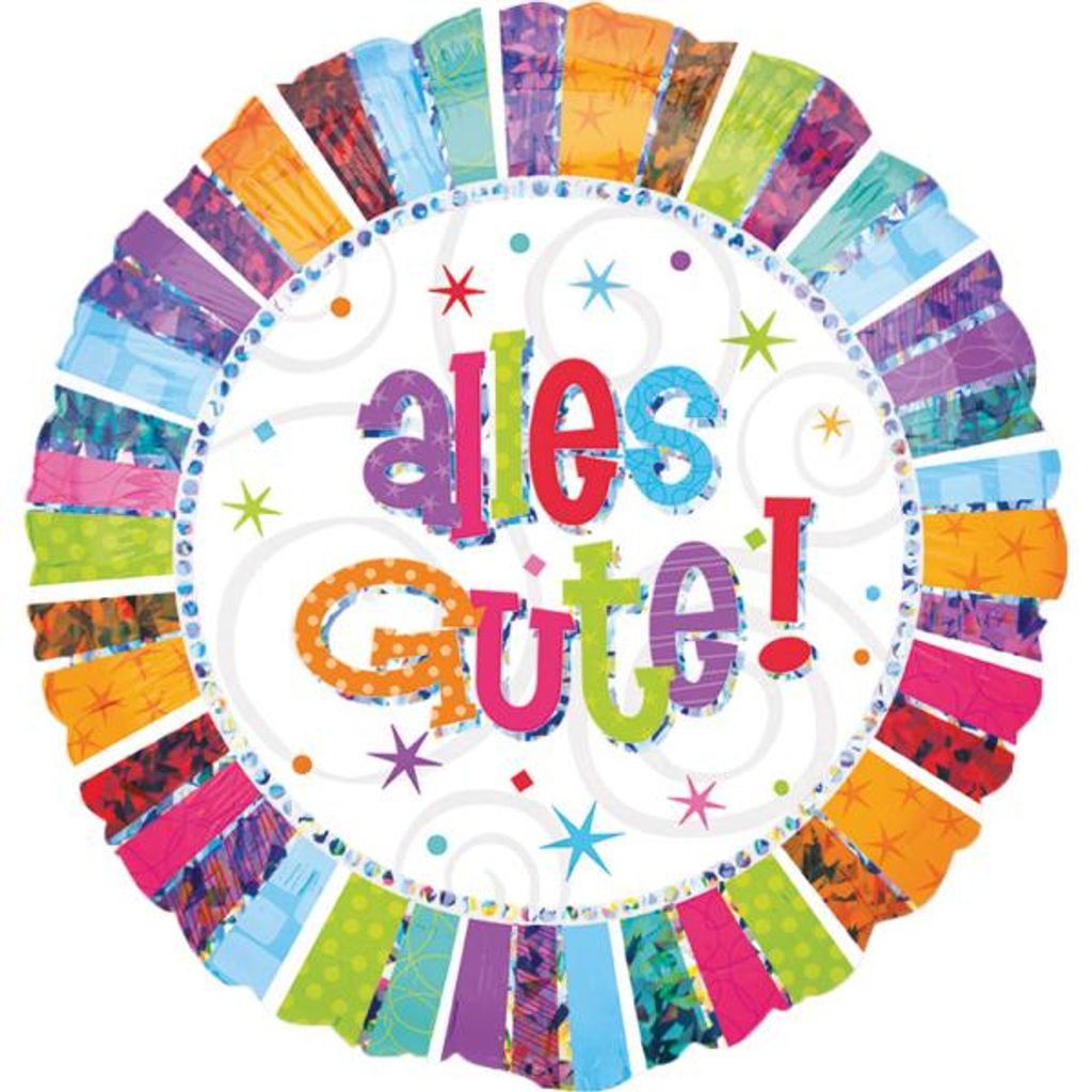 Standard Holographic Radiant Birthday Alles Gute Foil Balloon S55 Packaged 45 cm : Amscan 2576975