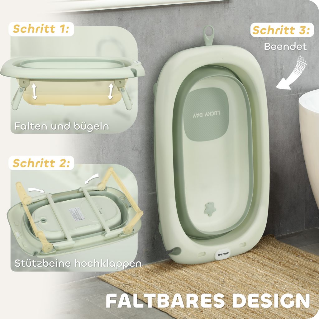AIYAPLAY 2er -Set Babybadewanne, faltbar Baby Bathtub mit Produktbild 4