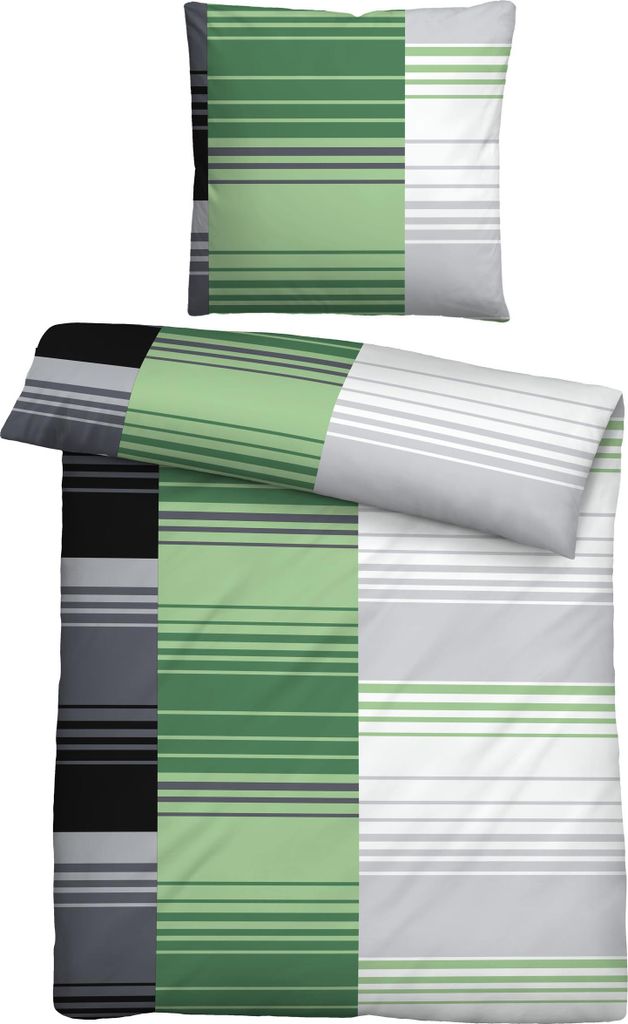 Traumhaft schlafen - Castell - Markenbettwäsche Mikrofaser Seersucker Bettwäsche 0260994 KARO color: sturmgrau, size: 1x 155x220 cm + 1x 80x80 cm