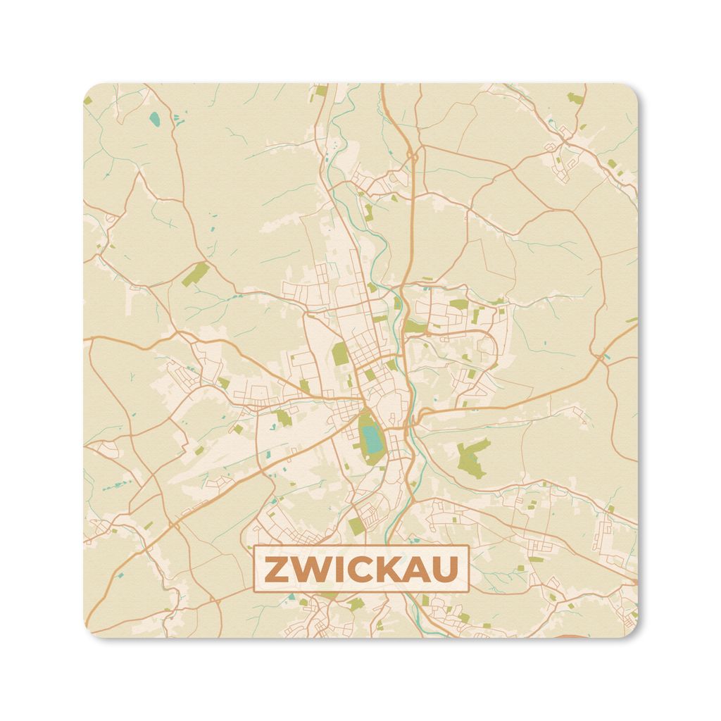 MuchoWow Mauspad Mousepad Zwickau - Karte - Vintage - Stadtplan 20x20 cm - Mousepads - Maus Mat - Pad - Mausunterlage - Desk Mat - Bureauartikeln
