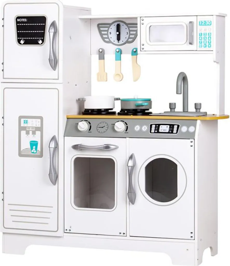 Cuisine enfant bois blanc ECOTOYS : modèle géant avec finitions réalistes - 2