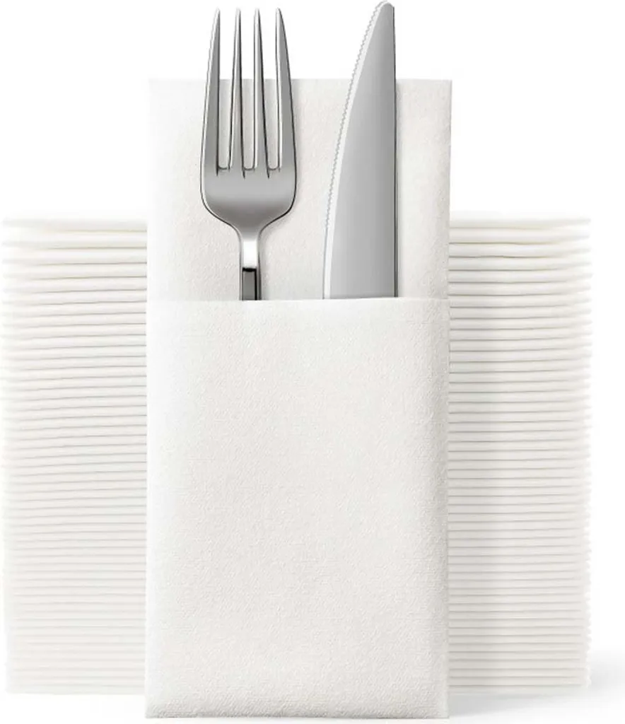 Set de 100 Serviettes de Table avec Poche pour Mariages et Grandes Fêtes